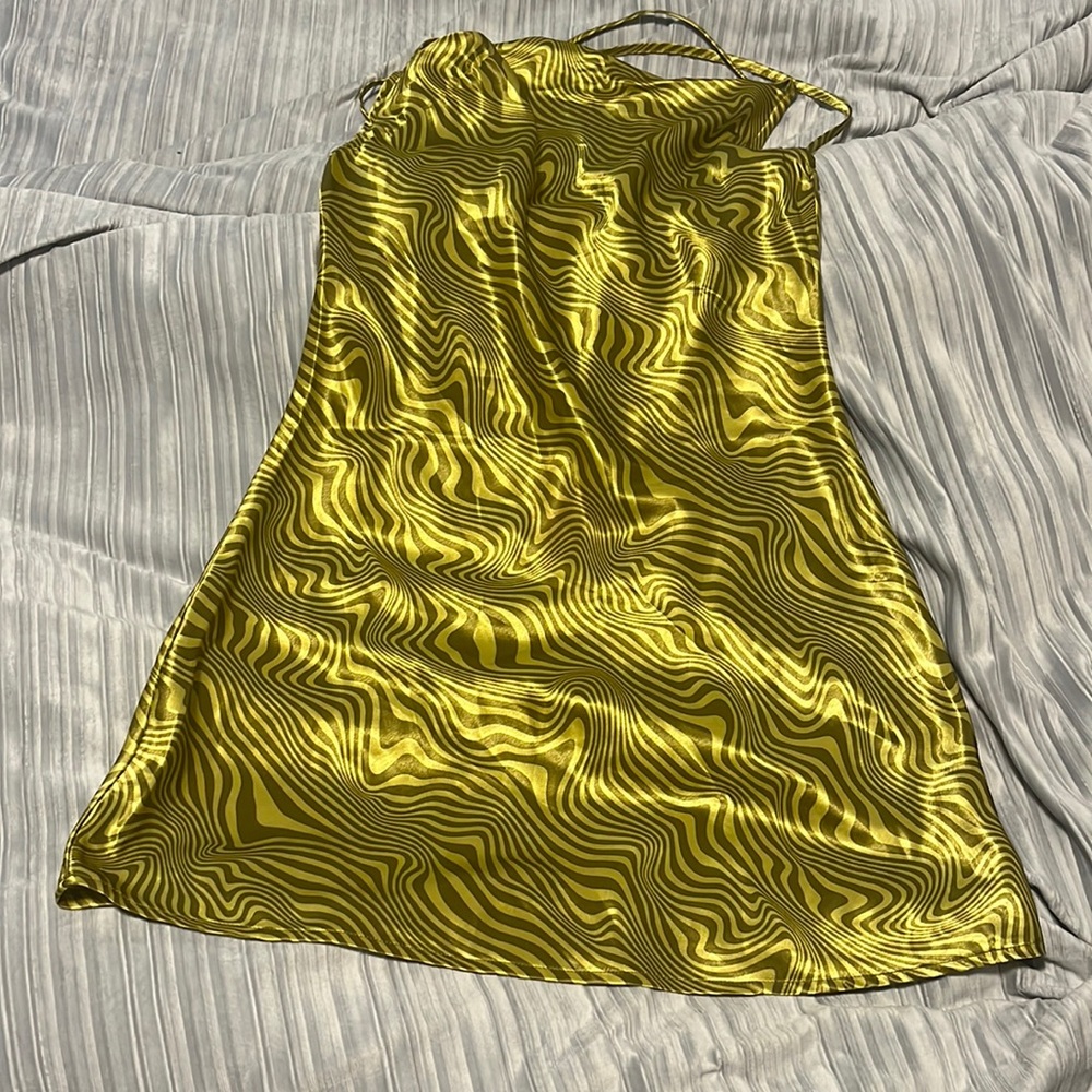 Green mini satin dress from H&M